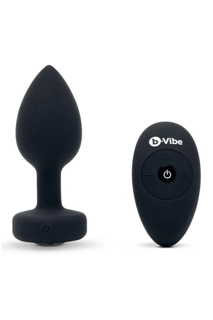 B-VIBE VIBRATING JEWEL PLUG M/L BLACK