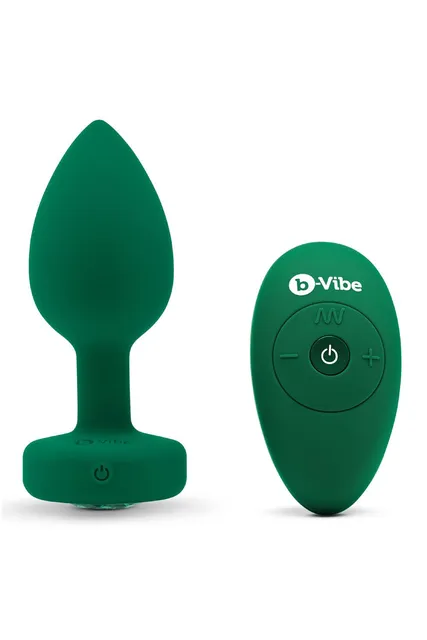 B-VIBE VIBRATING JEWEL PLUG M/L EMERALD GREEN