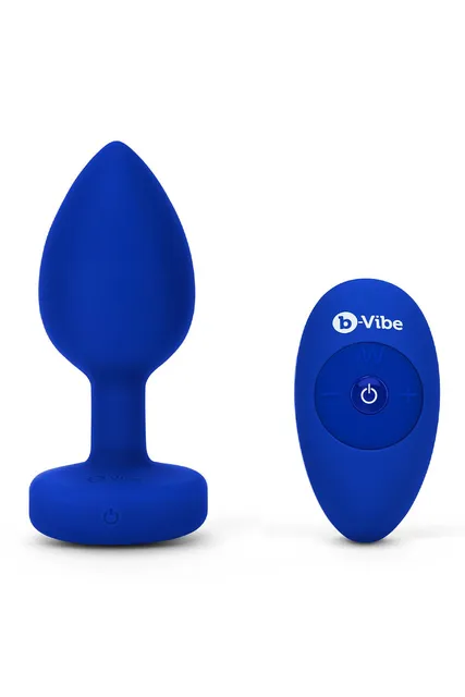 B-VIBE VIBRATING JEWEL PLUG L/XL NAVY