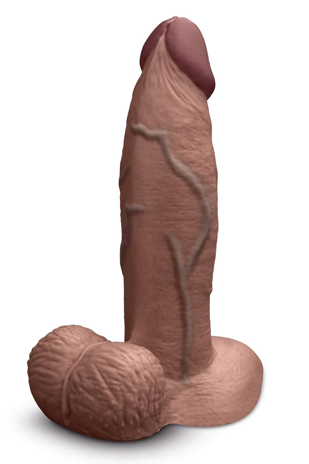 B-VIBE SLIPSKIN REALISTIC SILICONE DILDO 7 INCH GIRTHY BROWN