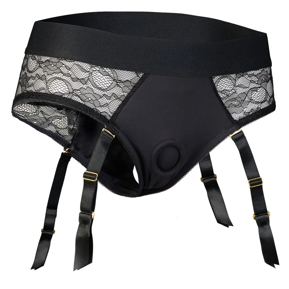 BOLD. REVA STRAP-ON GARTER BRIEF WITH DILDO, M