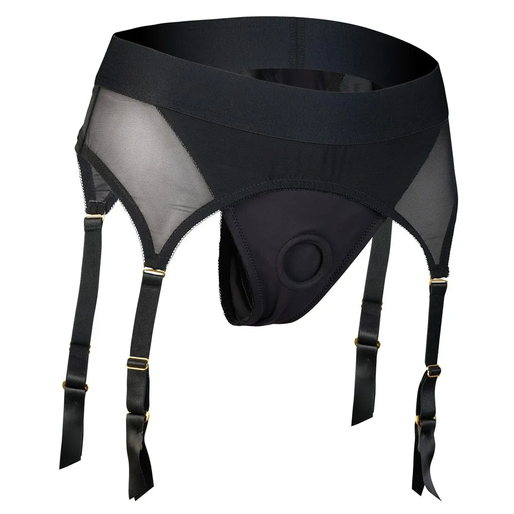 BOLD. VAIL STRAP-ON GARTER THONG WITH DILDO, M