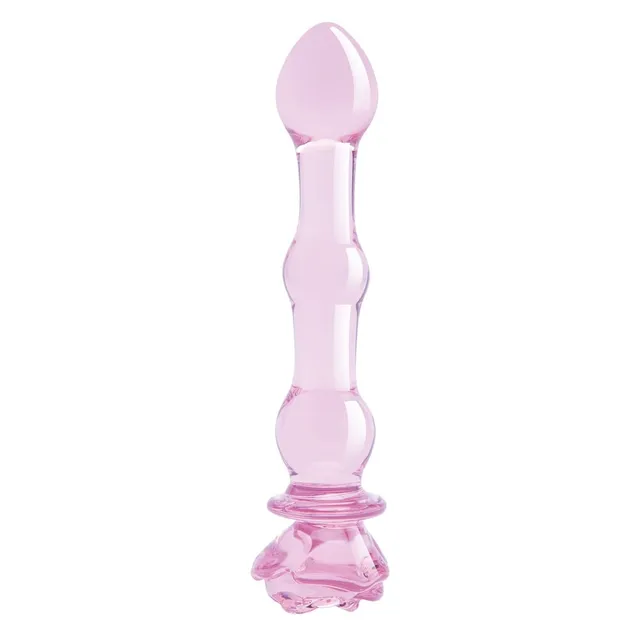 GLAZE GLASS ROSEBUD BEADED DILDO