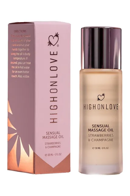 HIGH ON LOVE MASSAGE OIL STRAWBERRIES AND CHAMPAGNE MINI 30 ML