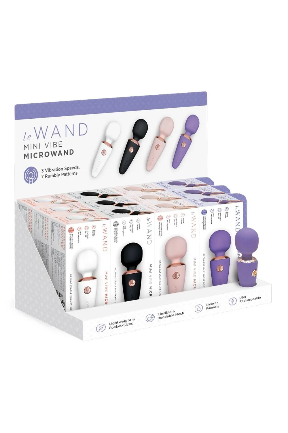 LE WAND MINI MICRO WAND COUNTER DISPLAY 12PCS WITH TESTER