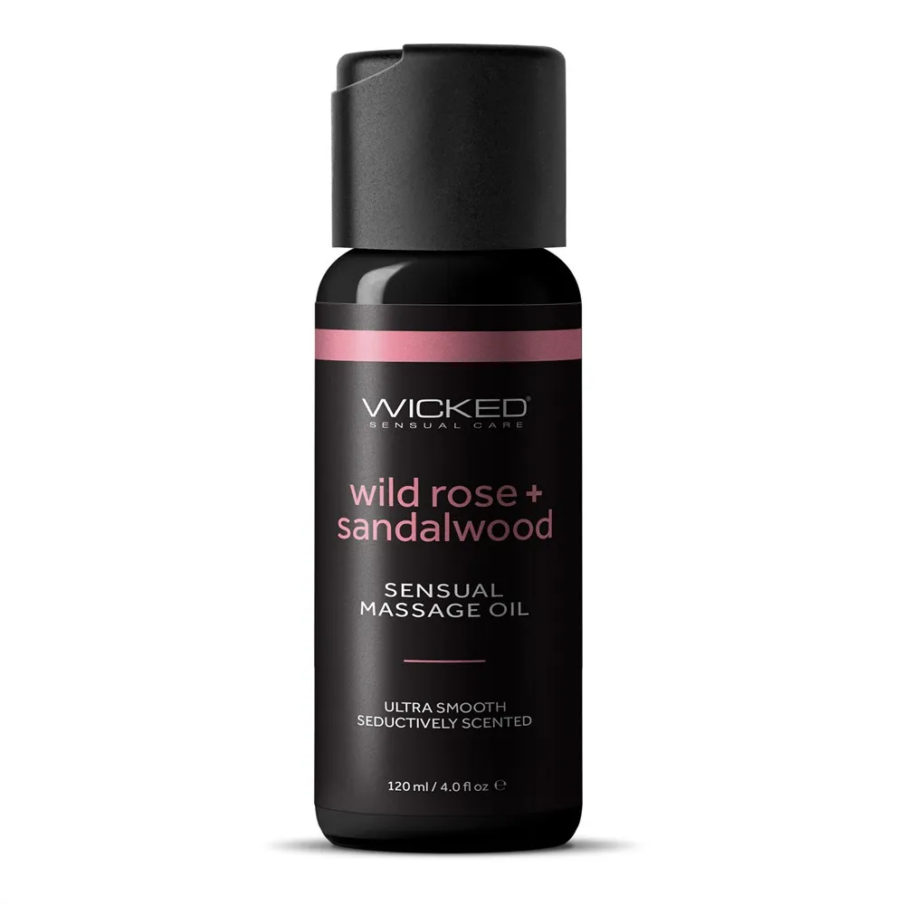 WICKED SENSUAL CARE WILD ROSE AND SANDALWOOD MASSAGE OIL 120ML